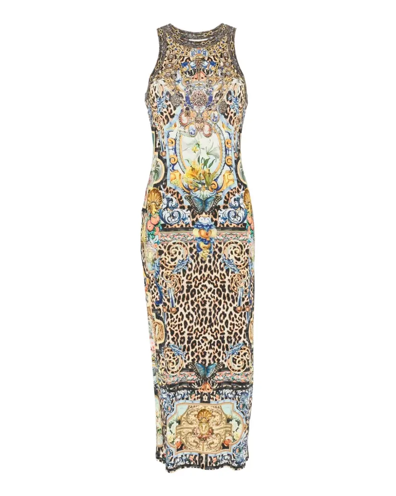 Camilla Kristallverziertes Maxikleid mit Leo-Print - Nude Nude
