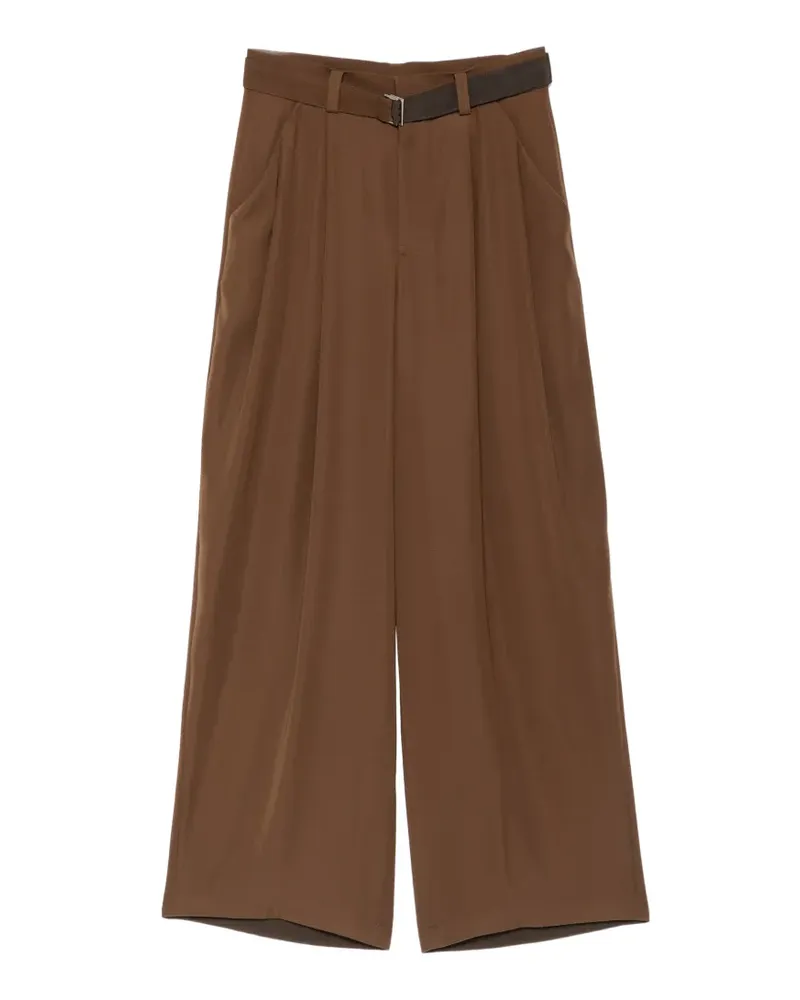 Sacai belted pleated trousers - Braun Braun