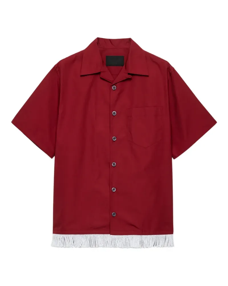 Prada cotton blend fringed bowling shirt - Rot Rot