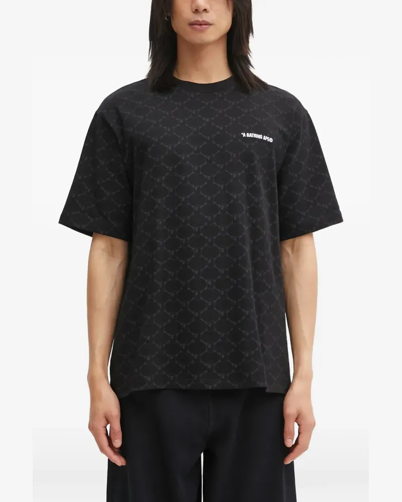 BAPE College Monogram T-Shirt mit rundem Ausschnitt - Schwarz Schwarz