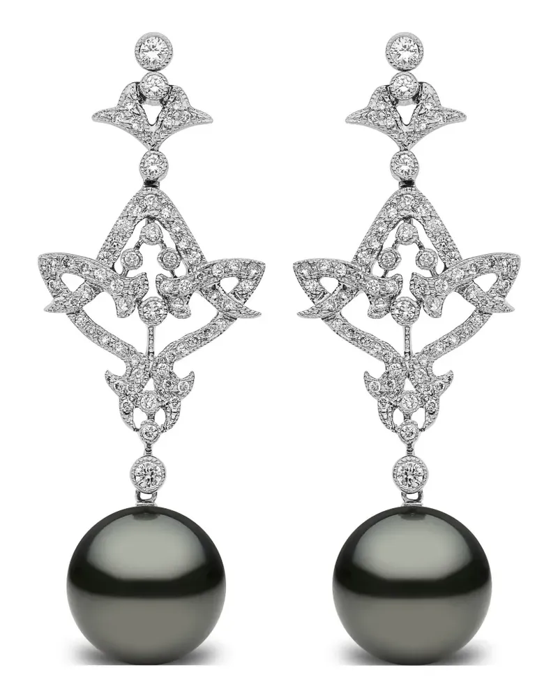 YOKO London 18kt Weißgoldohrringe mit Tahitiperlen und Diamanten - Silber Silber