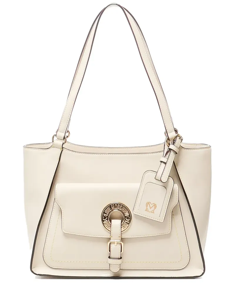 Moschino circular-buckle flap bag - Nude Nude