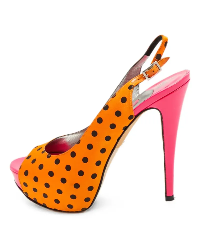 Gina polka-dot satin heeled sandals - Gold Gold