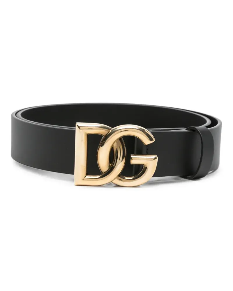 Dolce & Gabbana Ledergürtel mit Logo-Schnalle - Schwarz Schwarz