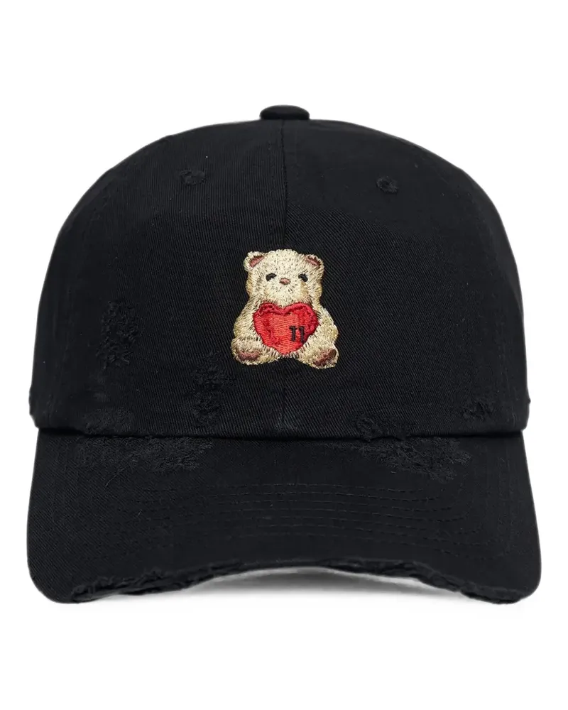 WE 11 DONE distressed teddy-bear cap - Schwarz Schwarz