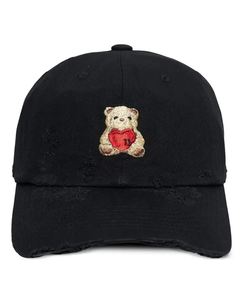 WE 11 DONE distressed teddy-bear cap - Schwarz Schwarz