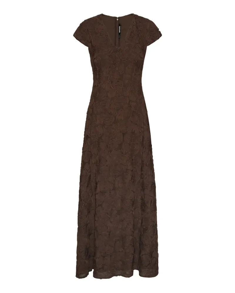 ROTATE Birger Christensen flower-mesh sleeveless maxi dress dark brown - Braun Braun