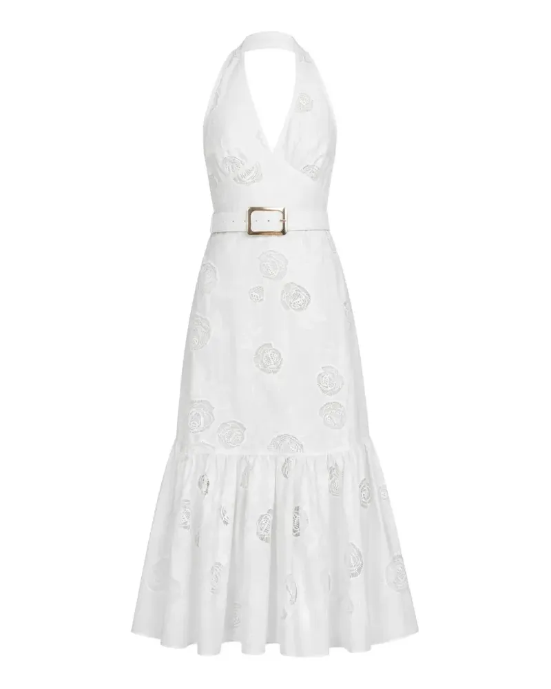 Self-Portrait belted floral-lace dress - Weiß Weiß