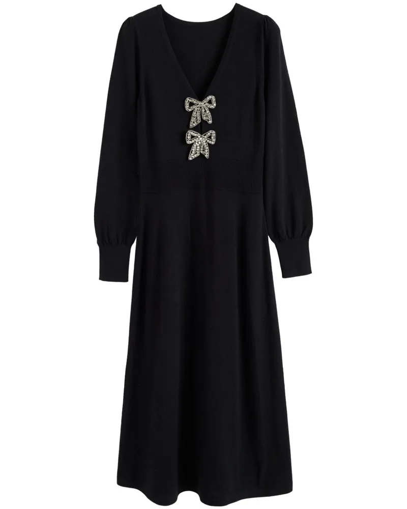 Chinti & Parker Midikleid mit Schleifenbrosche - Schwarz Schwarz