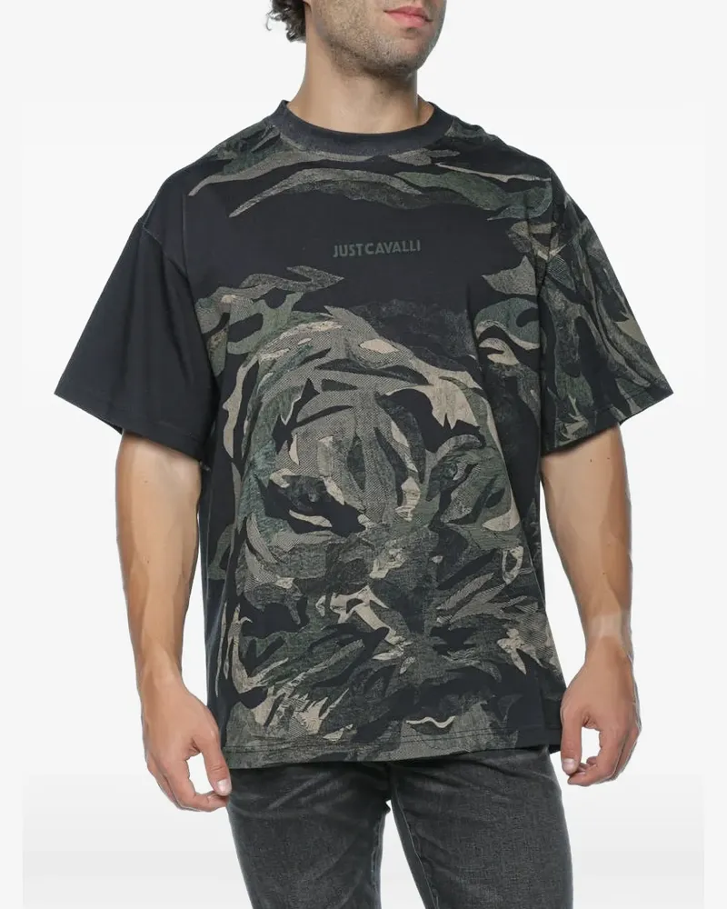 Just Cavalli tiger-camo T-shirt - Schwarz Schwarz