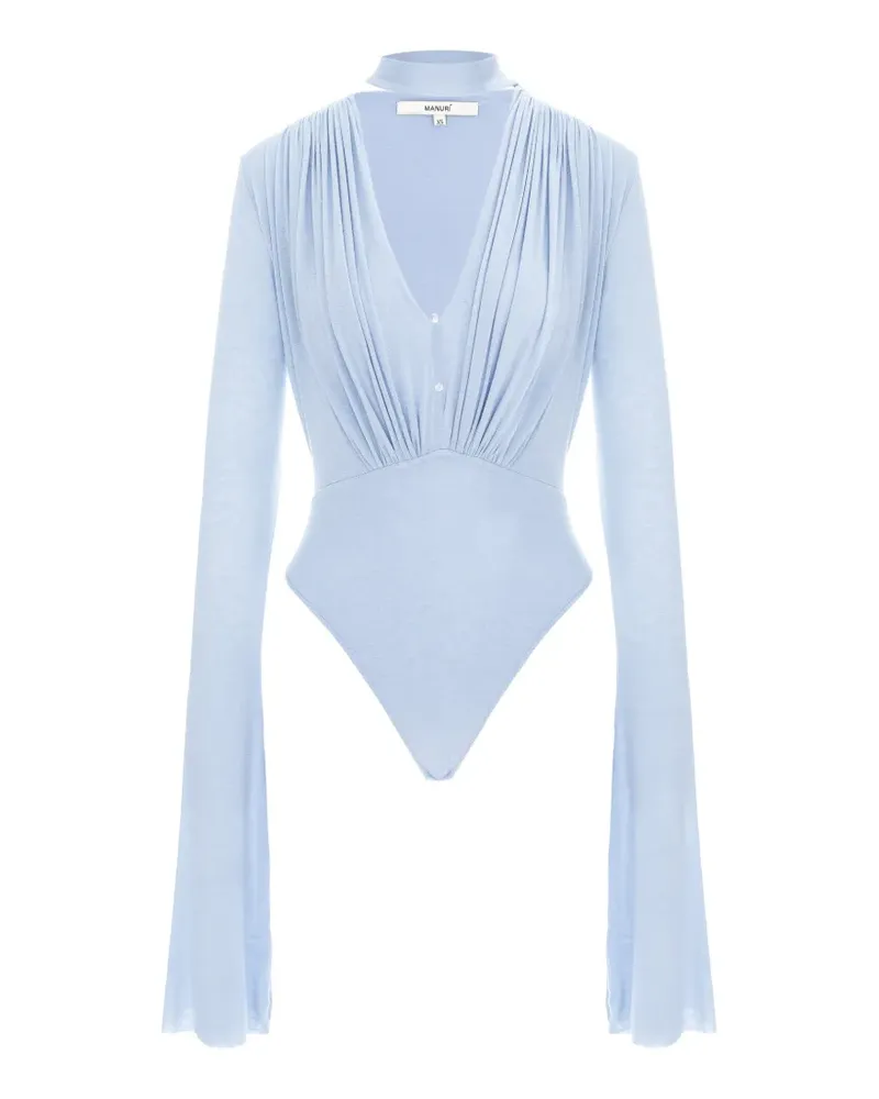 MANURÍ Suki pleated bodysuit - Blau Blau