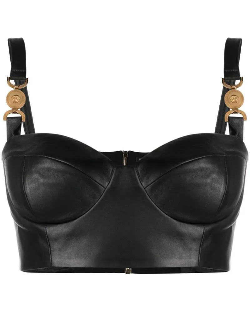 Versace Medusa 95 Bustier-Top aus Leder - Schwarz Schwarz