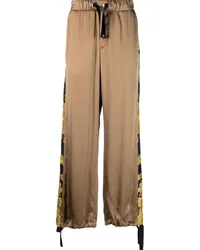 Versace Weite Hose mit Barocco-Print Braun