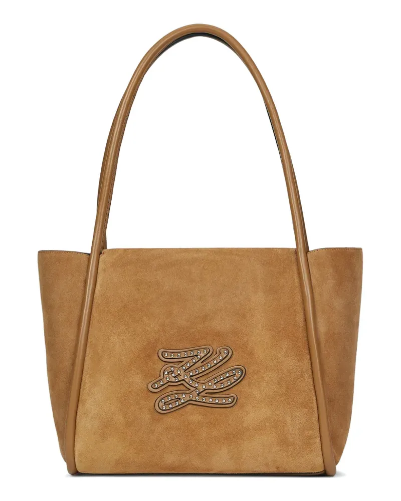 Karl Lagerfeld K/Autograph Tote Bag aus Wildleder - Nude Nude