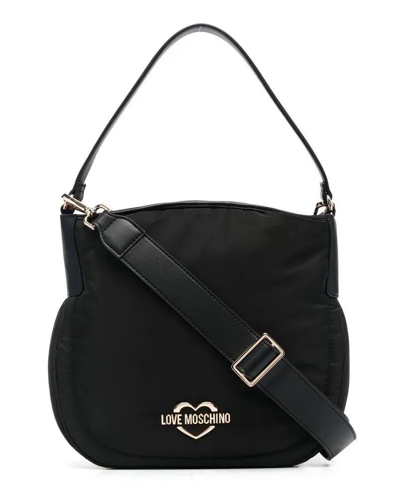 Moschino Handtasche mit Herzschild - Schwarz Schwarz