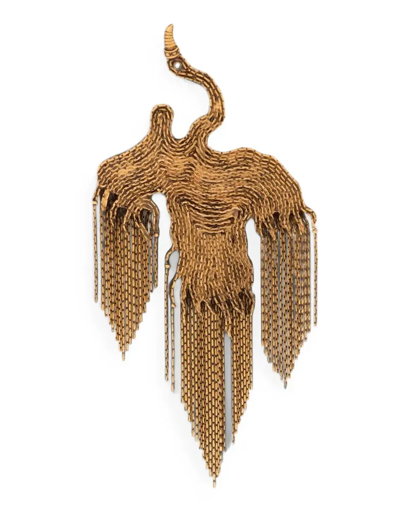 Etro brass phoenix brooch with fringing - Gold Gold