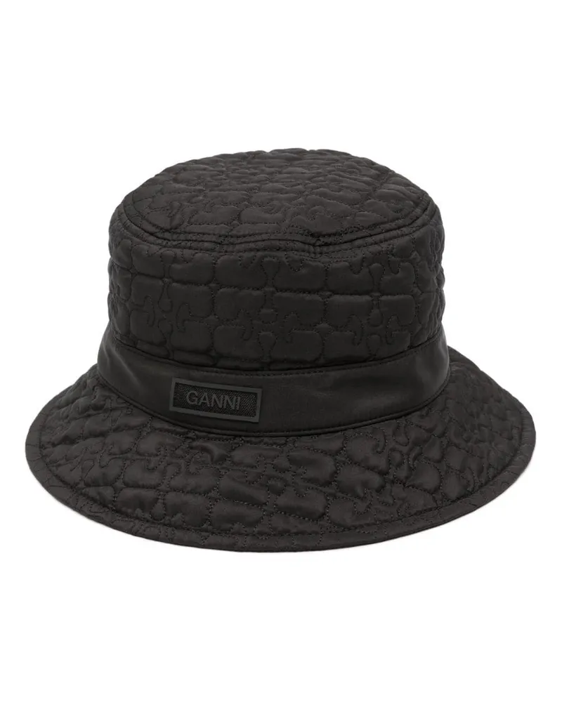 Ganni Fischerhut mit Logo-Patch - Schwarz Schwarz