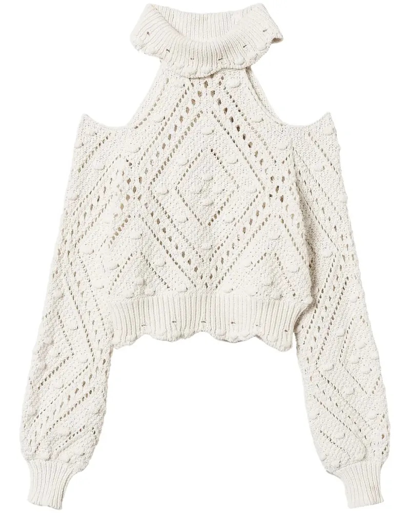 Twin-Set Cropped-Pullover mit Lochstrick - Nude Nude