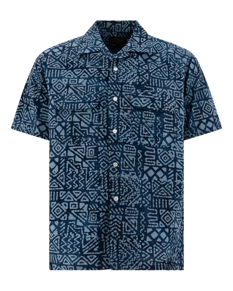 Beams Plus Hemd mit geometrischem Print - Blau Blau