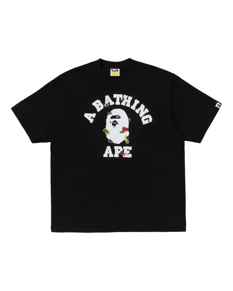 BAPE Kurzärmeliges T-Shirt mit Logo-Print - Schwarz Schwarz