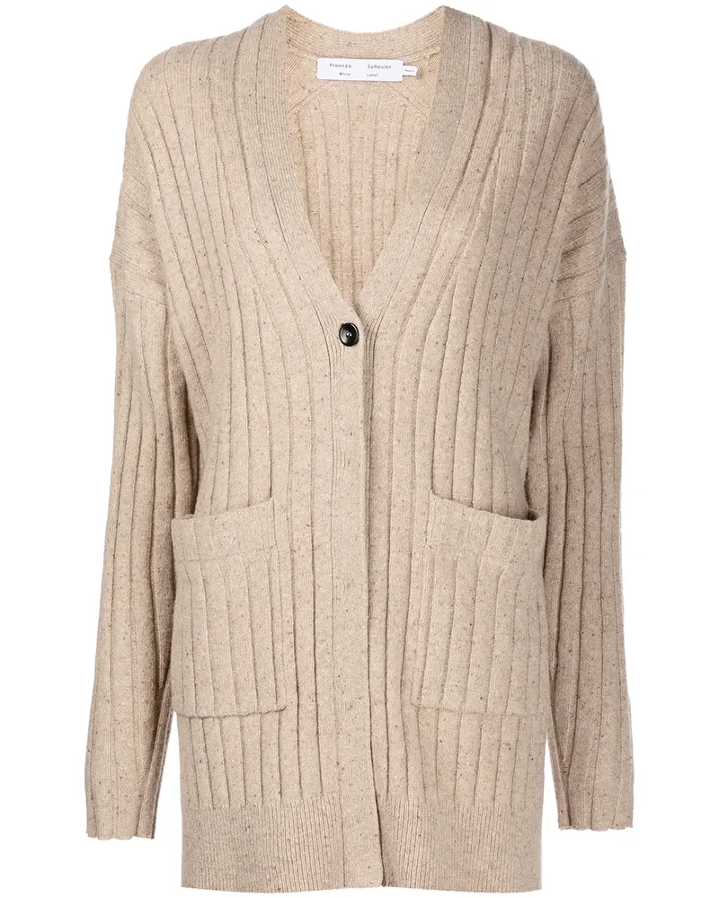 Proenza Schouler Gerippter Cardigan mit V-Ausschnitt - Nude Nude