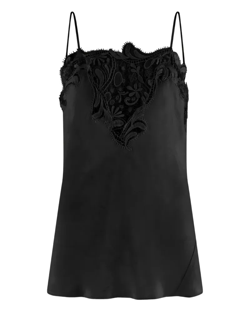 Ferragamo Oberteil aus Seidenspitze mit Stickerei - Schwarz Schwarz