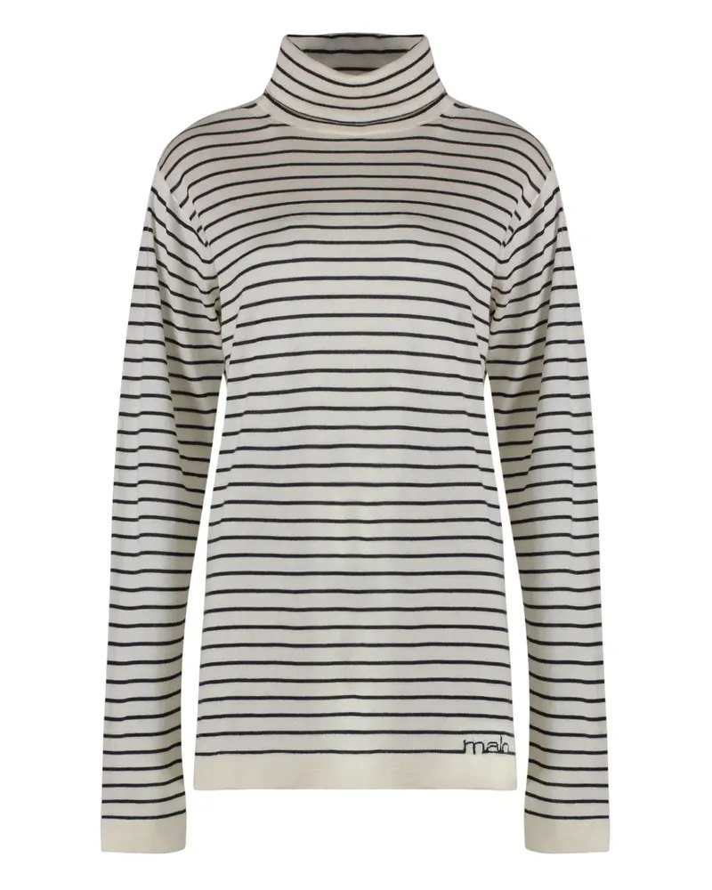 Malo Gestreifter Pullover - Weiß Weiß
