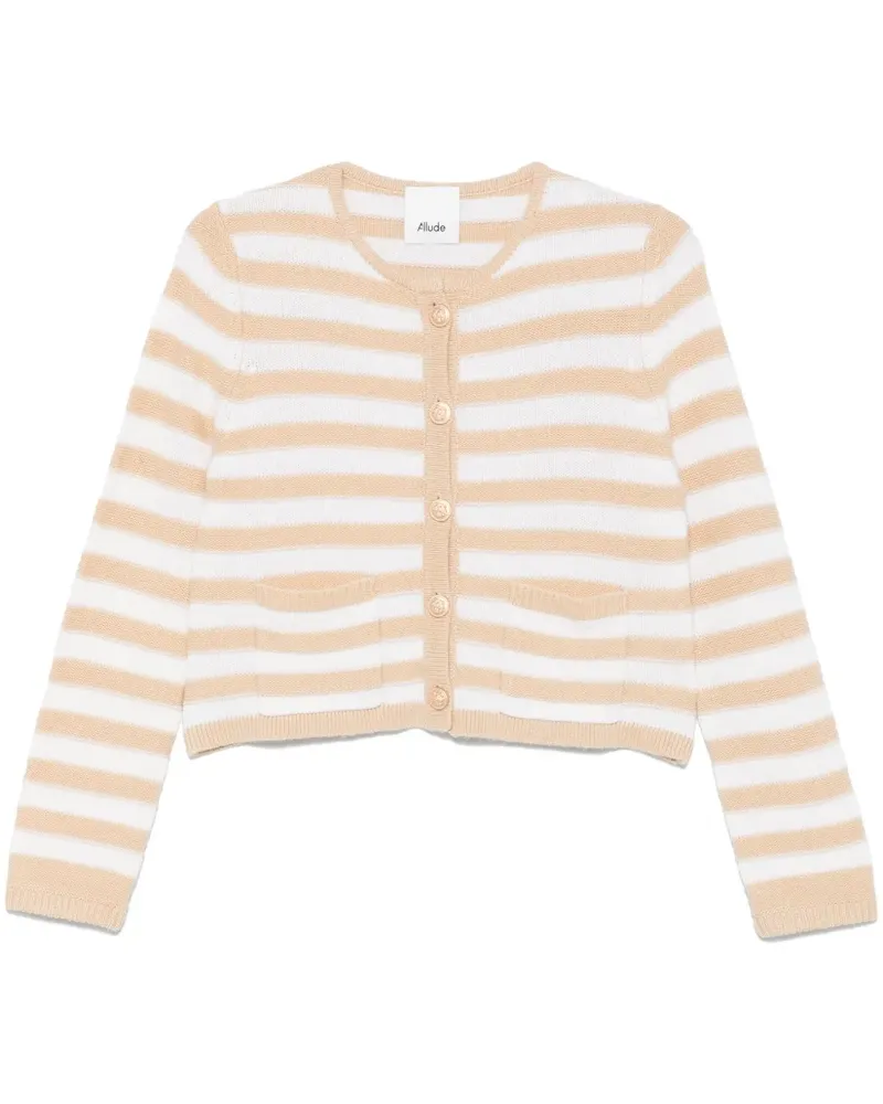 ALLUDE Gestreifter Cardigan - Nude Nude