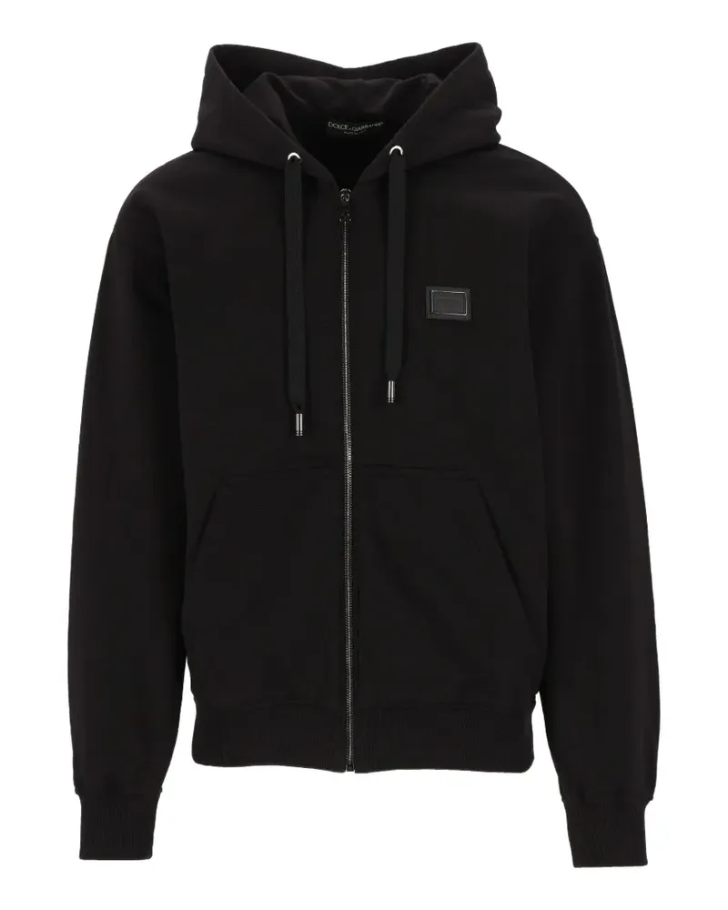 Dolce & Gabbana cotton hooded sweatshirt with logo plate - Schwarz Schwarz
