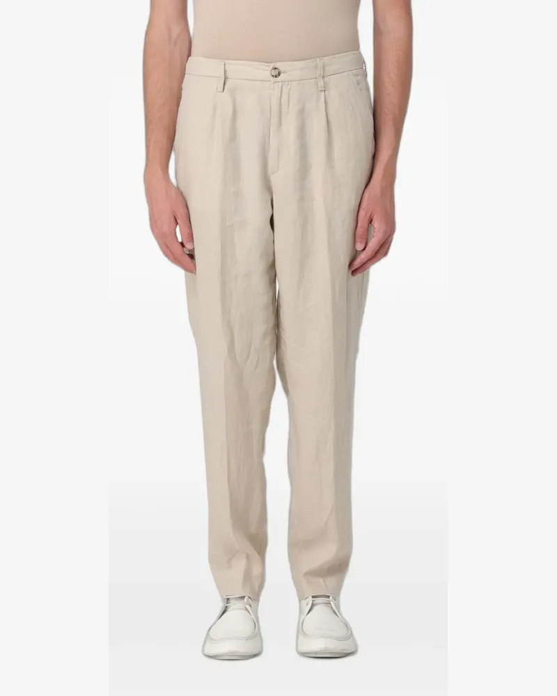 Re-HasH pleat-detail linen trousers - Nude Nude