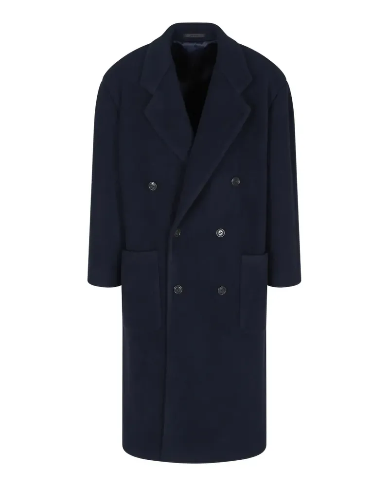 Giorgio Armani navy blue double-breasted coat - Blau Blau