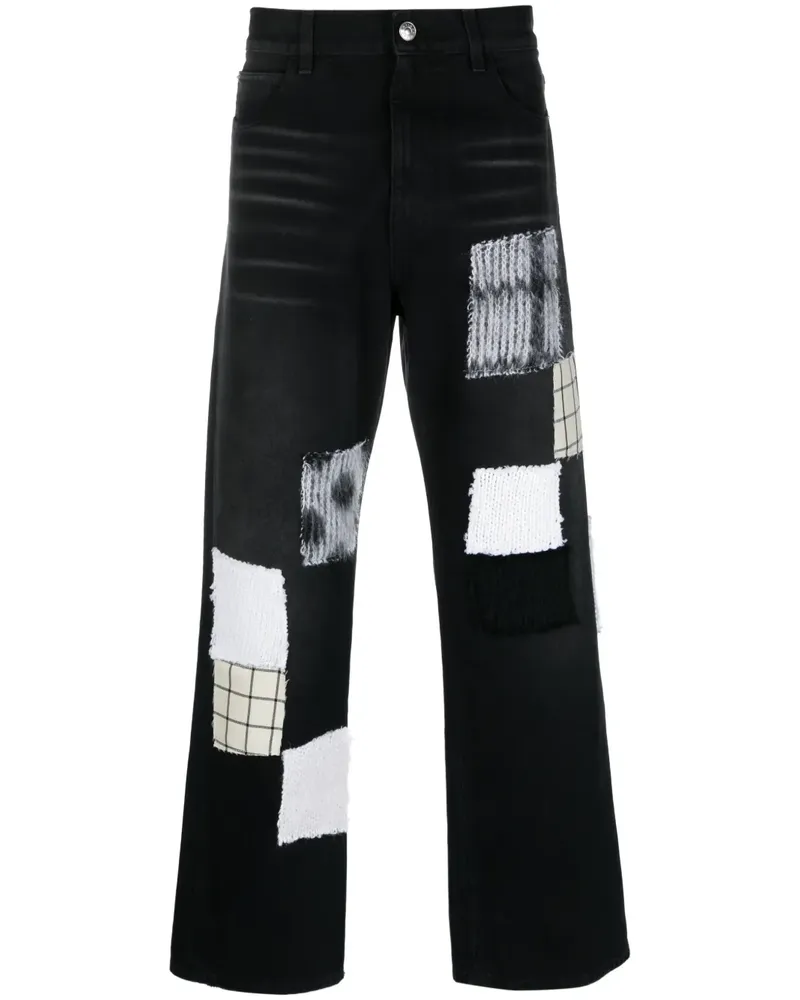 Marni Straight-Leg-Jeans mit Patch - Schwarz Schwarz