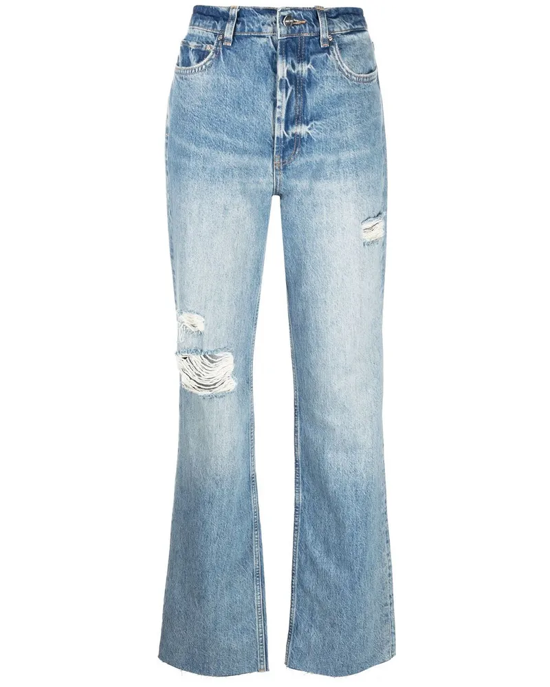 Anine Bing Gerade Olsen Distressed-Jeans Blau