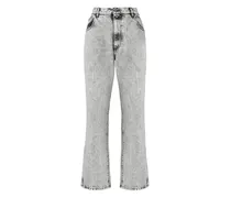 Acid-Wash-Jeans mit Logo-Schild - Grau