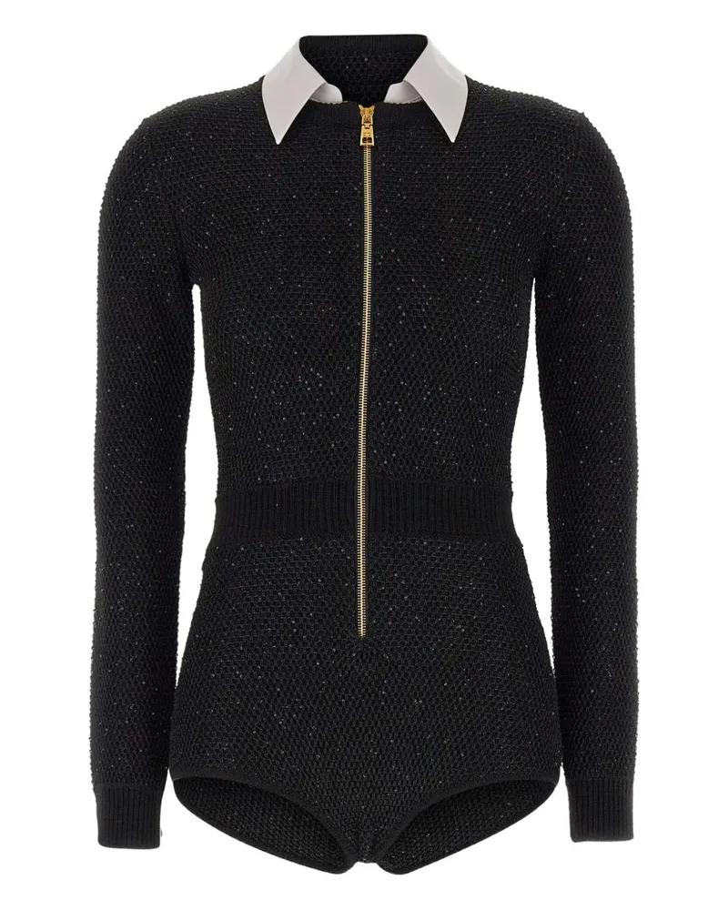 Elisabetta Franchi Playsuit mit Pailletten - Schwarz Schwarz