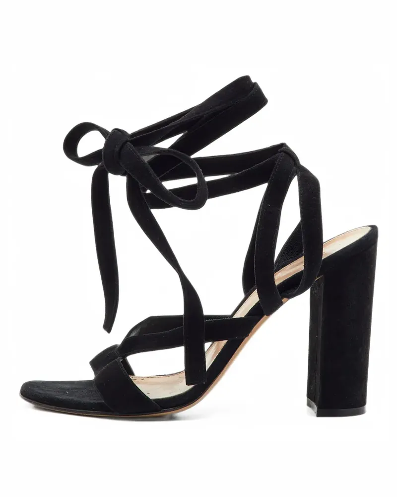 Gianvito Rossi suede ankle tie-up sandals - Schwarz Schwarz