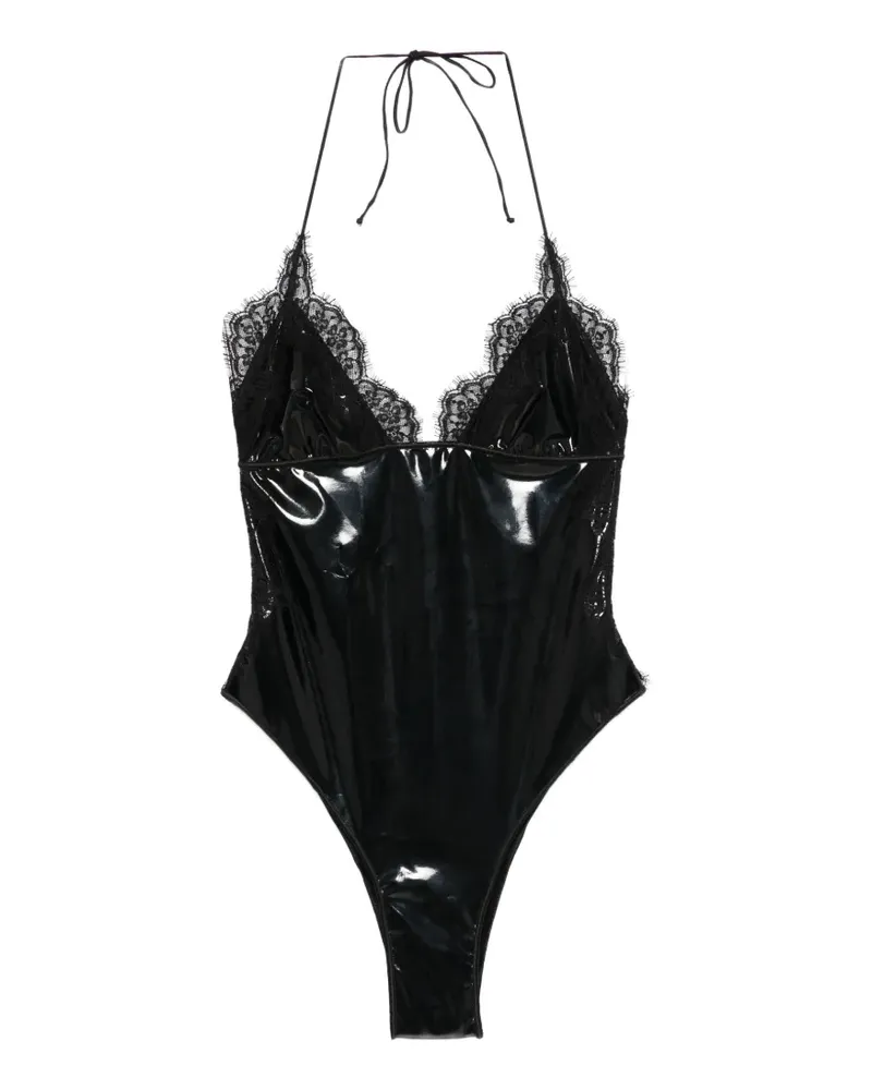 Oséree Badeanzug mit Spitzenbesatz - Schwarz Schwarz