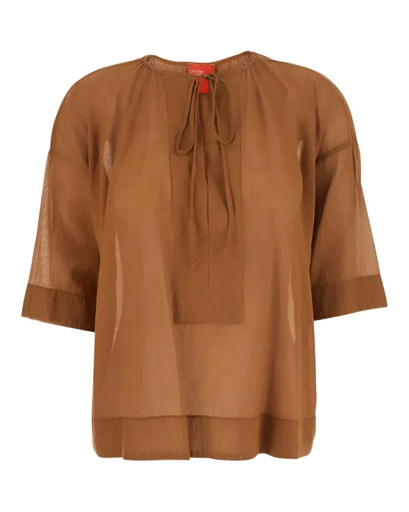 ..,merci tie-fastening semi-sheer blouse - Braun Braun