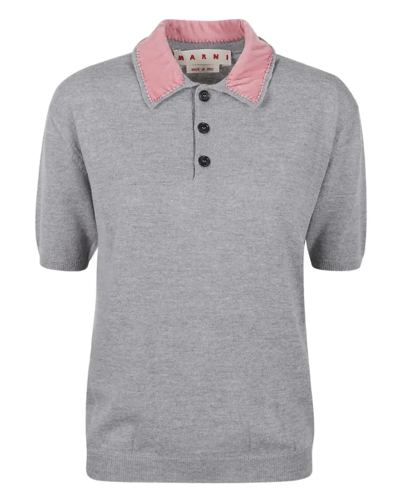 Marni Poloshirt mit Samtkragen - Grau Grau