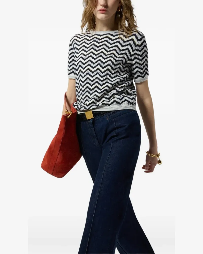 Missoni Kurzärmeliger Pullover mit Zickzackmuster - Blau Blau