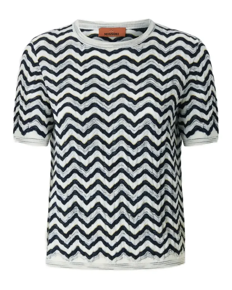 Missoni Kurzärmeliger Pullover mit Zickzackmuster - Blau Blau