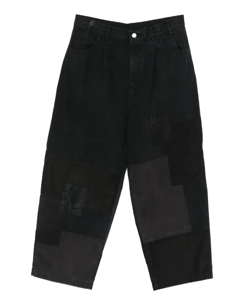 Comme des Garçons patchwork pleated trousers - Schwarz Schwarz