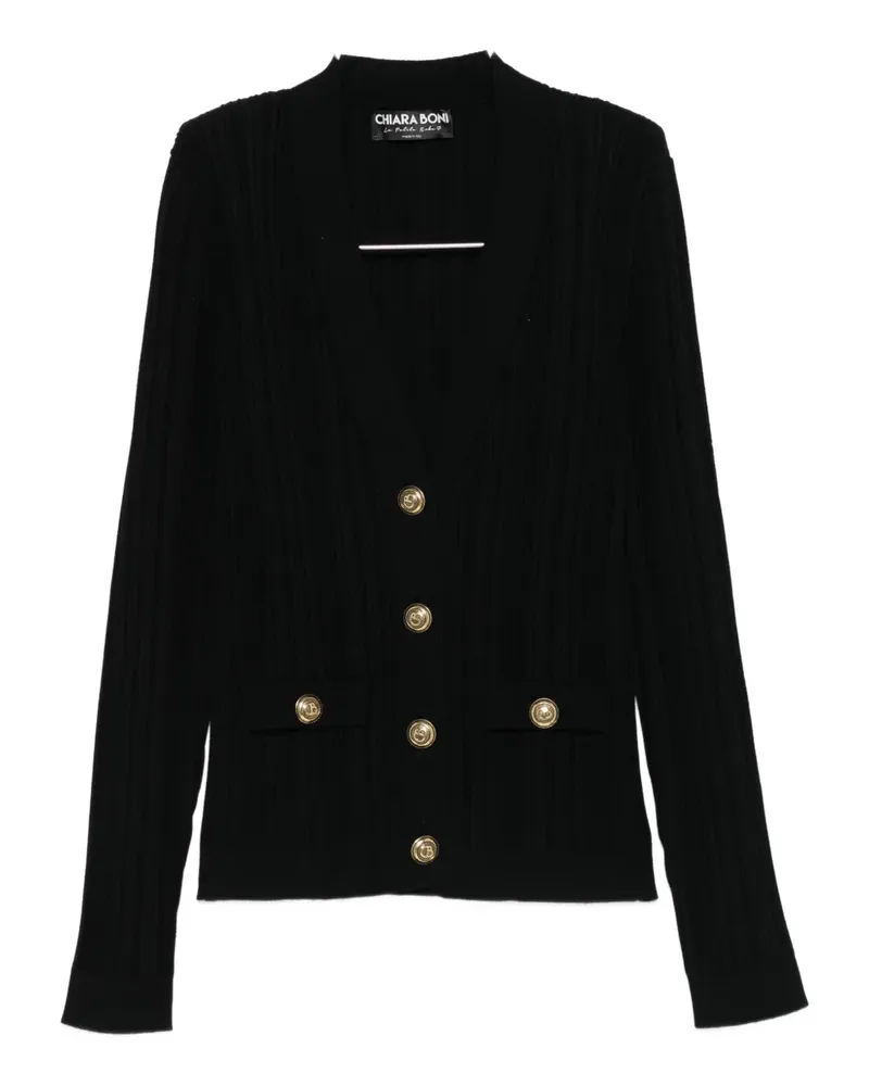 Chiara Boni Gerippter Cardigan - Schwarz Schwarz