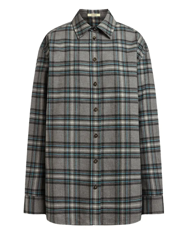 12 STOREEZ Flanellhemd aus Baumwolle - Grau Grau