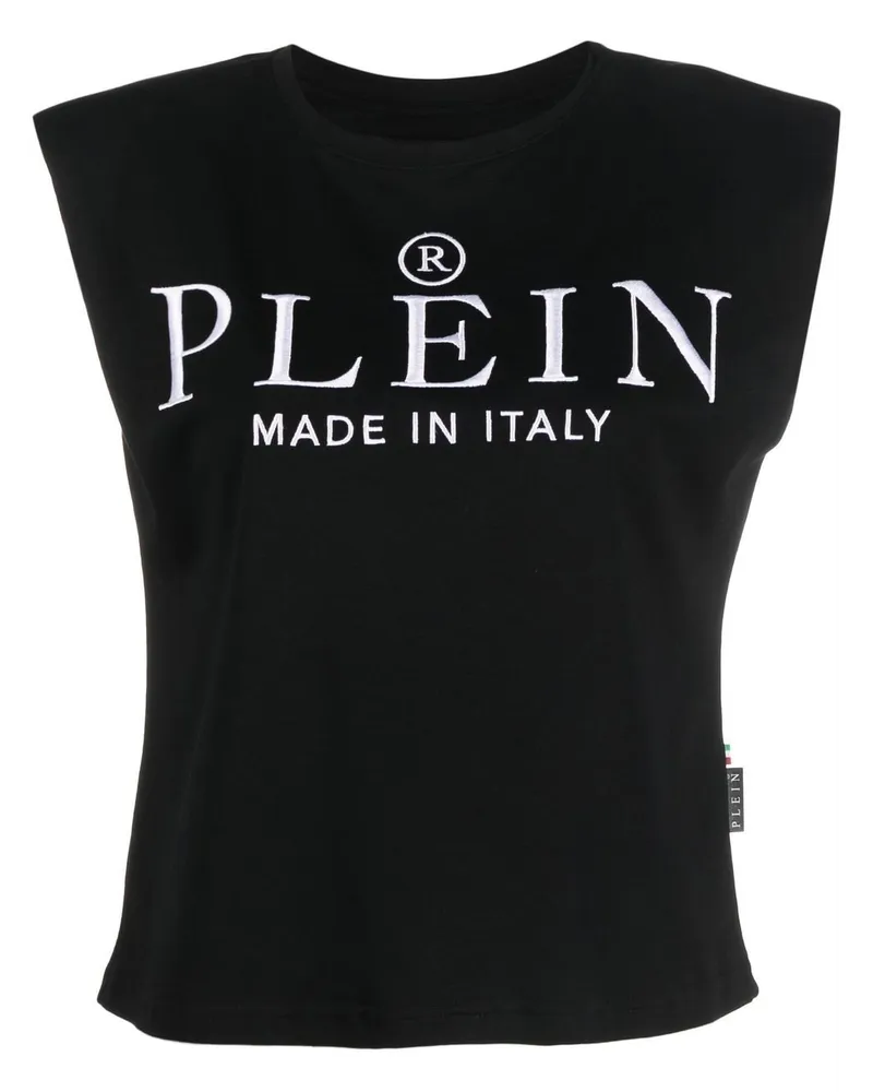 Philipp Plein Top mit Logo-Print - Schwarz Schwarz