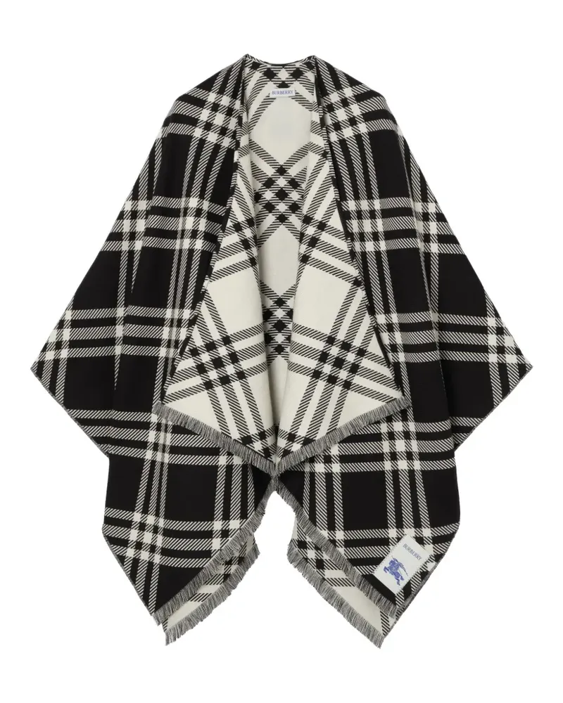Burberry Check wool silk cashmere cape - Schwarz Schwarz