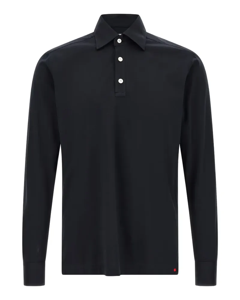 Kiton Positano cotton knit long-sleevepolo shirt - Blau Blau