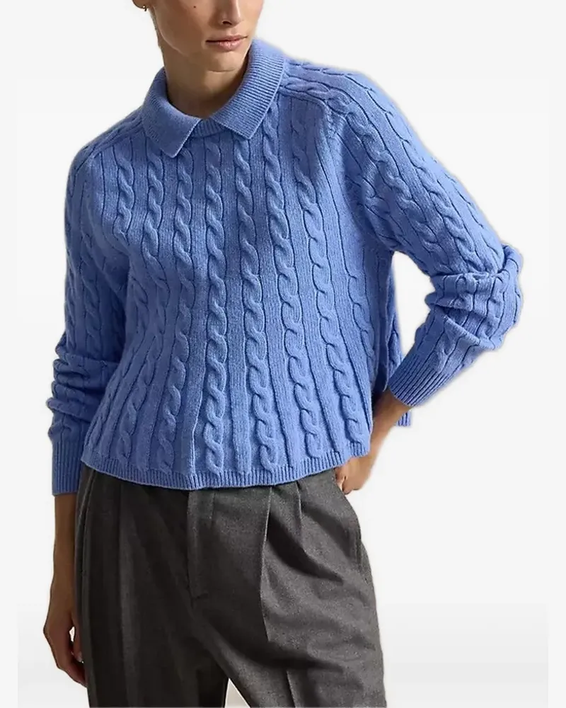 Ralph Lauren Cable wool-cashmere peplum jumper - Blau Blau