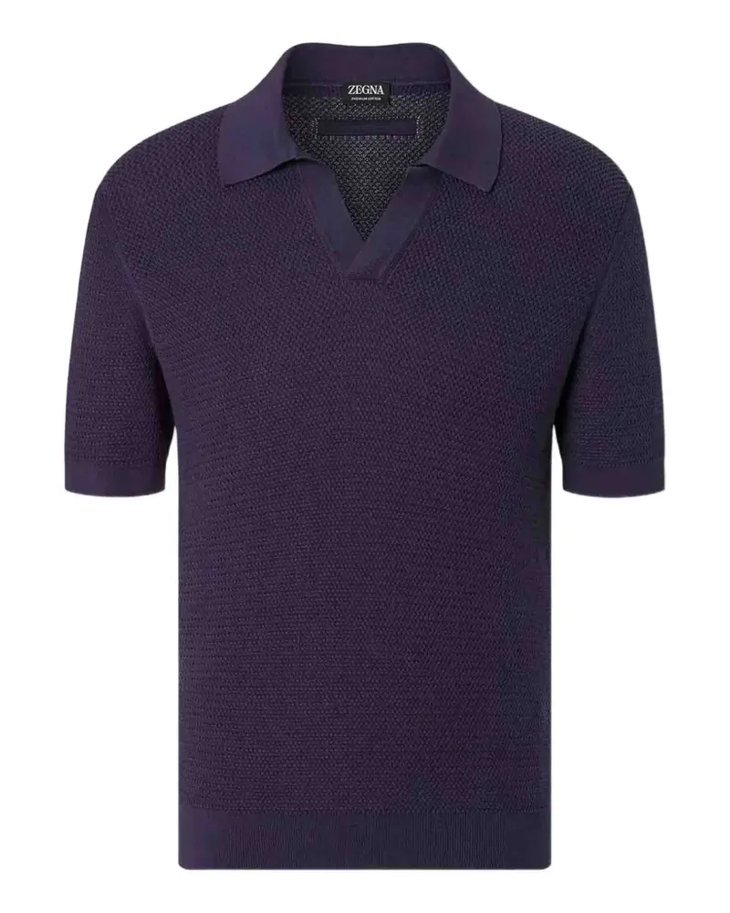 Ermenegildo Zegna waffle-knit V-neck T-shirt - Violett Violett