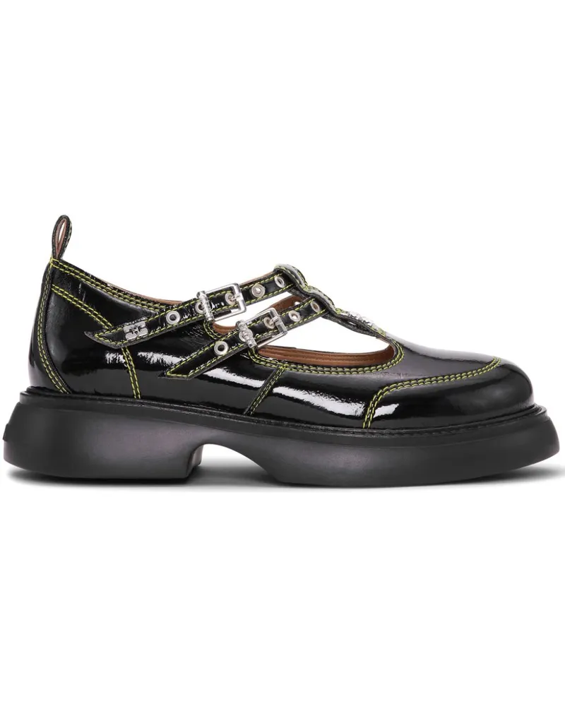 Ganni Loafer mit Logo-Schild - Schwarz Schwarz
